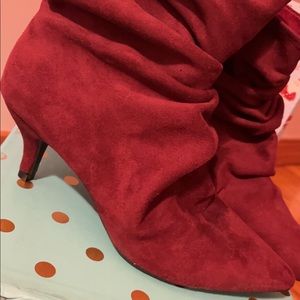 Red velvet boots